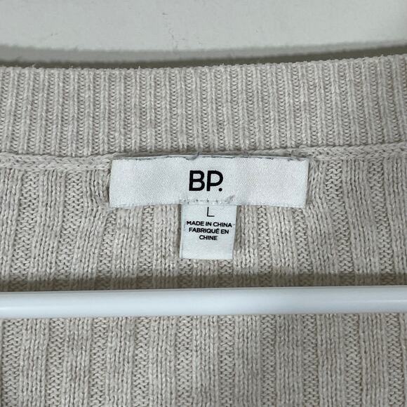 BP Nordstrom Button Front Knit Ribbed Cardigan Womens Size Large Cream Beige - Picture 3 of 4
